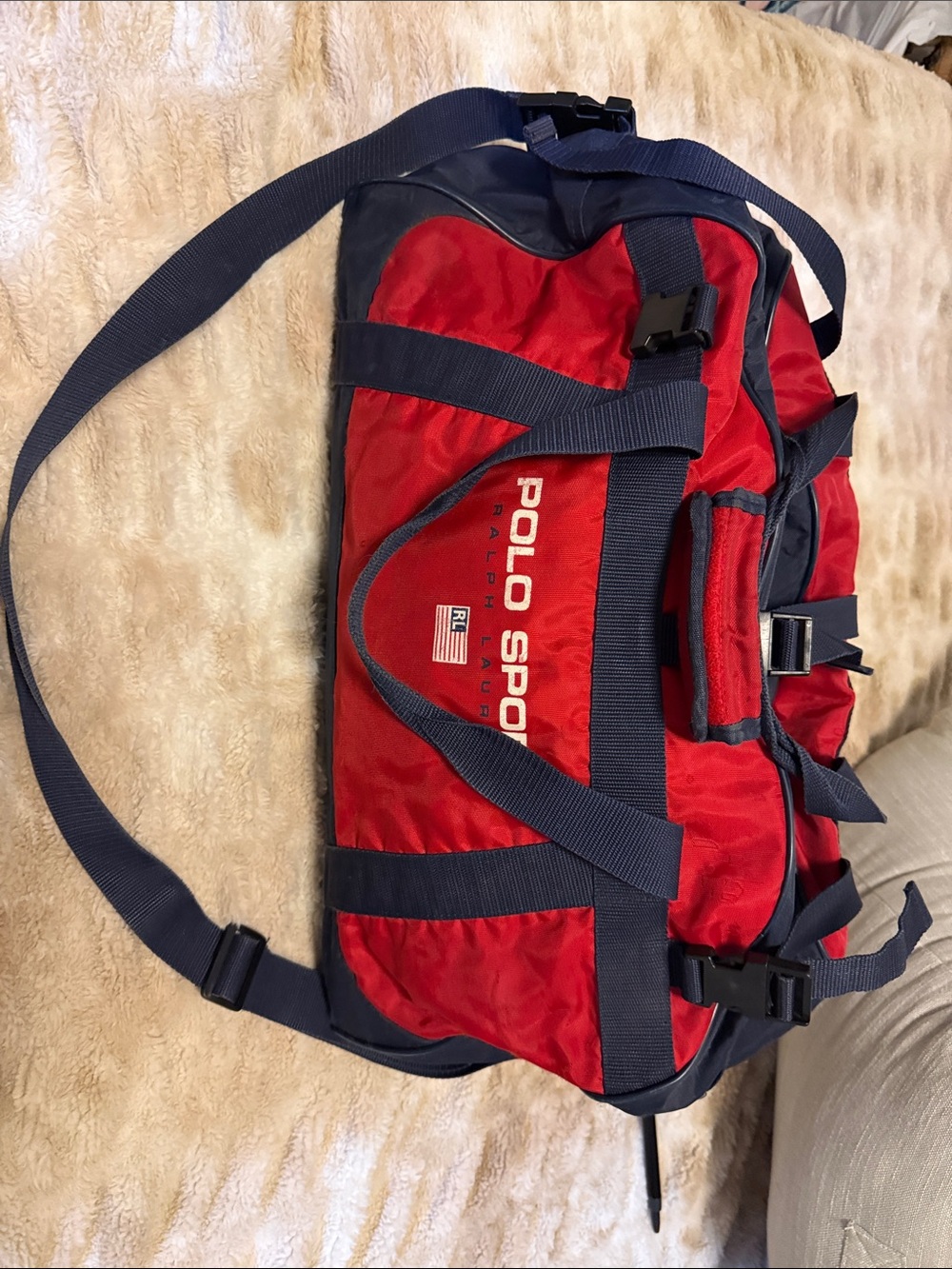 Vintage Polo by Ralph Lauren Red and Navy Sport Duffel Bag